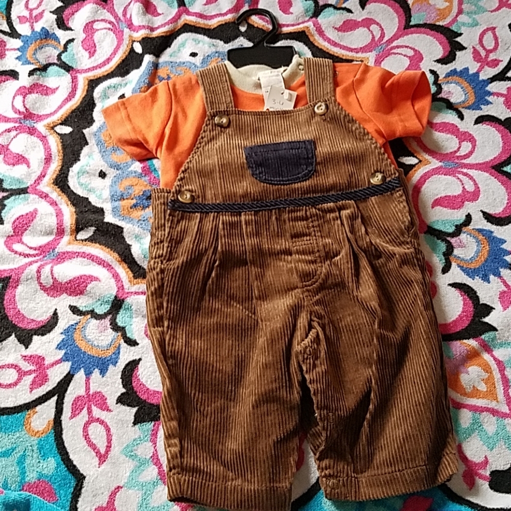 Corduroy overalls and shirt
